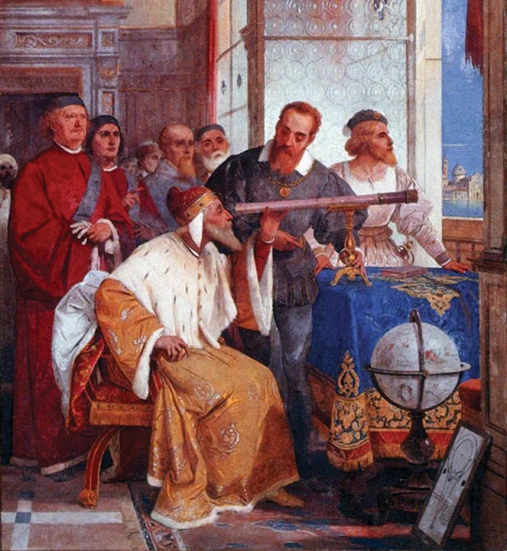 Galileo demonstrates his telescope to the Doge, as imagined by Giuseppe Bertini