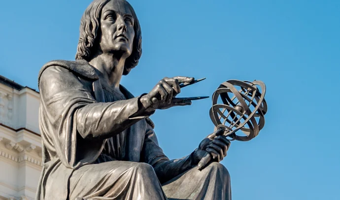 Detail of Thorvaldsen's Copernicus Monument in front the Polish Academy of Sciences on Warsaw's Krakowskie Przedmieście.